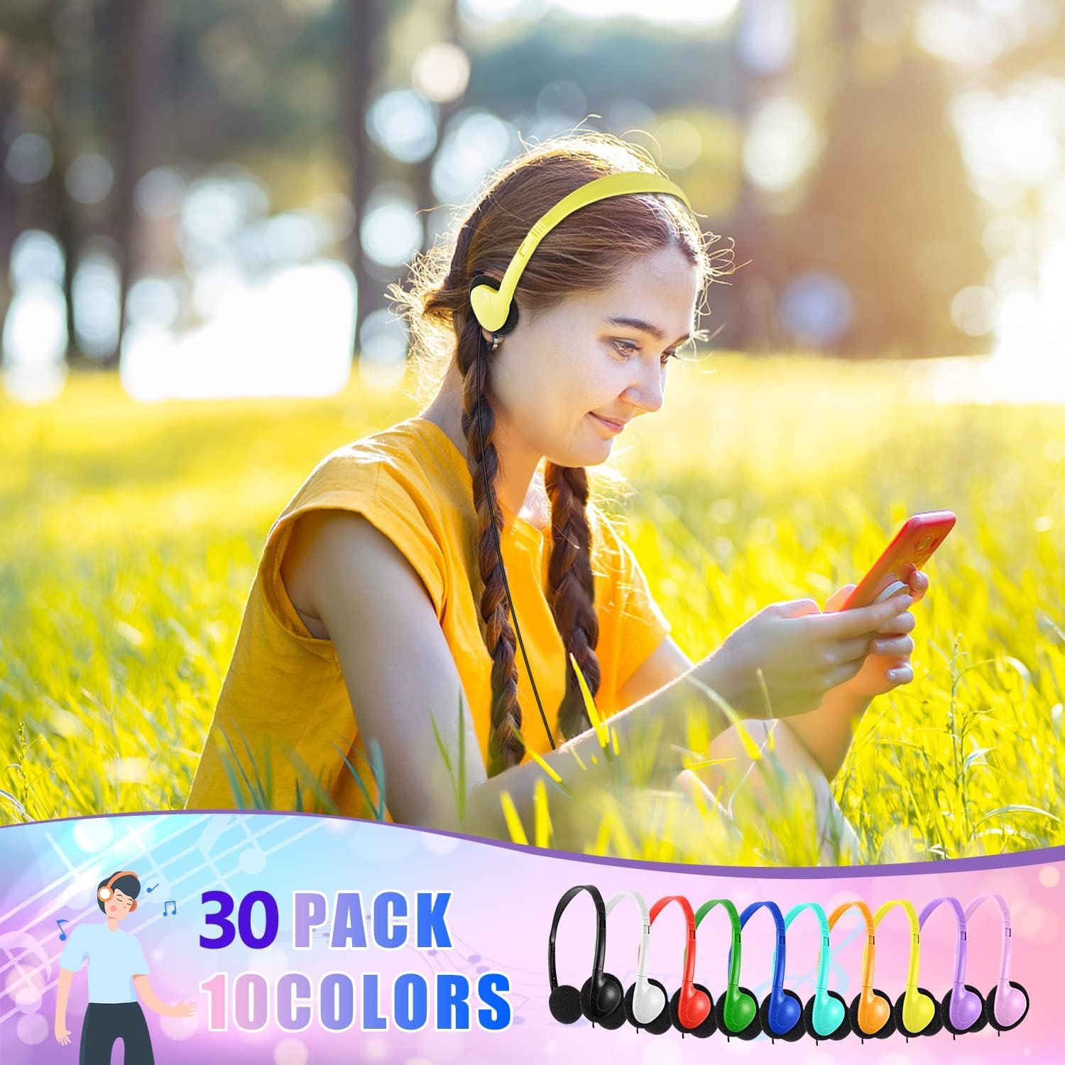 50 Pack Classroom Headphones for Kids and Students - Dettaglio
