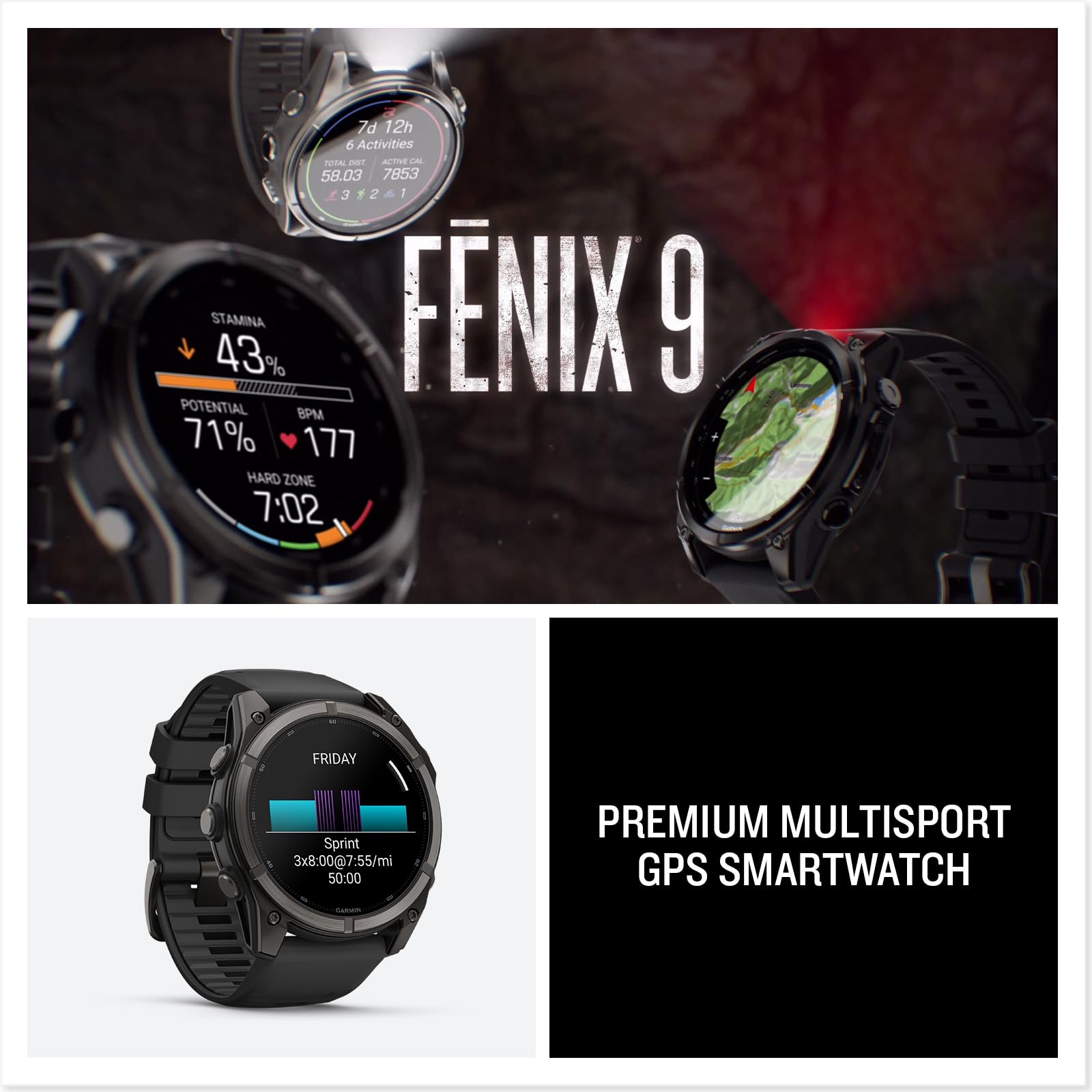 Garmin fēnix® 9, DLC Titanium, 51mm, Grigio Carbonio/Nero