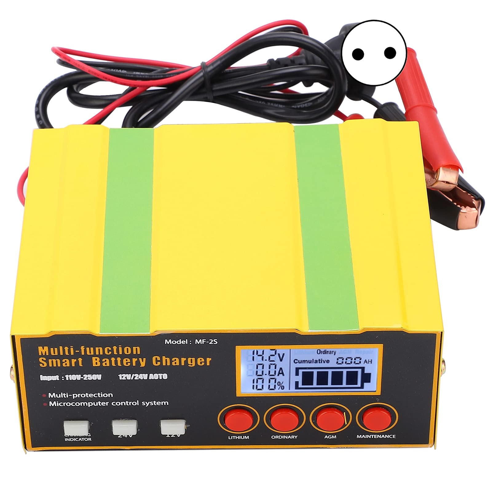 Cargador de Batería Inteligente Universal de 220W, Fuente de Alimentación Automática para Coche con Carcasa de Acero Inoxidable, Ignífugo y a Prueba de Golpes para 12V y 24V (Enchufe de la