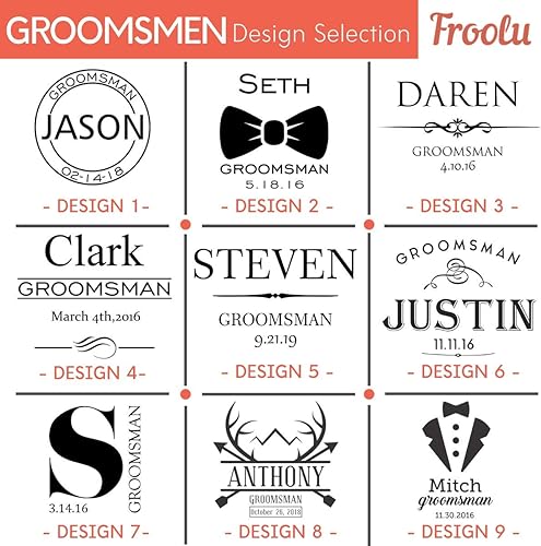 Miniatura 2 de Froolu Tazas de cerveza para padrinos de boda (juego de 6)  9 opciones de diseño premium para padrinos de boda  Juego grabado personalizado para