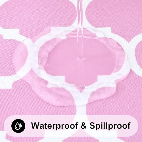 Miniatura 140 de Smiry - Mantel redondo de vinilo ajustable con bordes elásticos y parte trasera de franela, mantel de vinilo impermeable, lavable, diseño enrejado