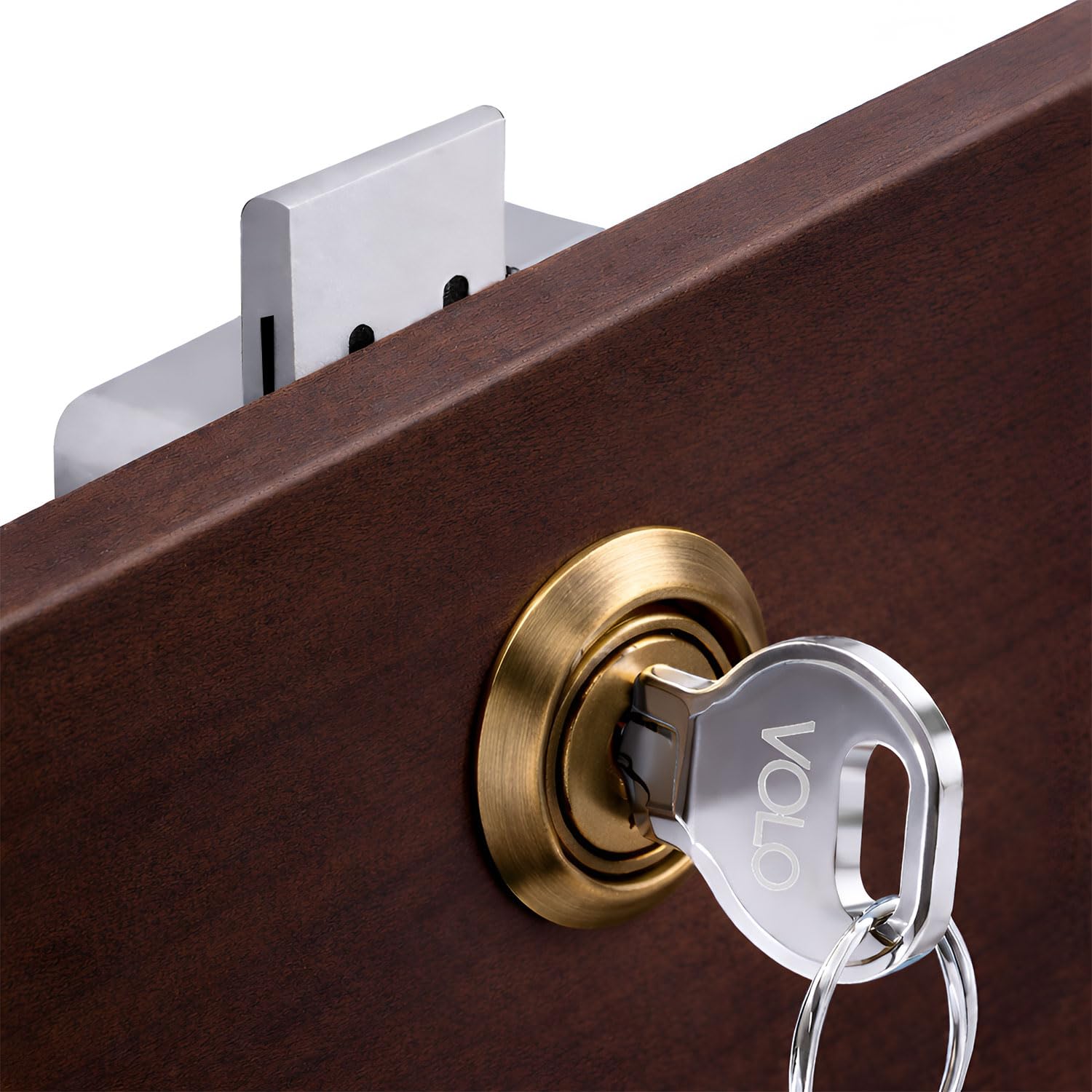 VOLO Furniture Lock with Keys | Heavy Duty Locks for Wardrobe Cabinet and Storage Units | Secure Home and Office Furniture | (Gold, 30 MM, Drawer Lock)-image-49