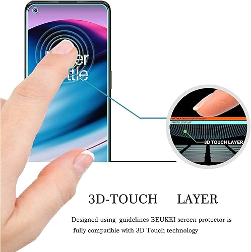 Miniatura 2 de beukei Protector de pantalla de vidrio templado compatible con OnePlus Nord N20 5G, sensible al tacto, compatible con fundas, dureza 9H (paquete de