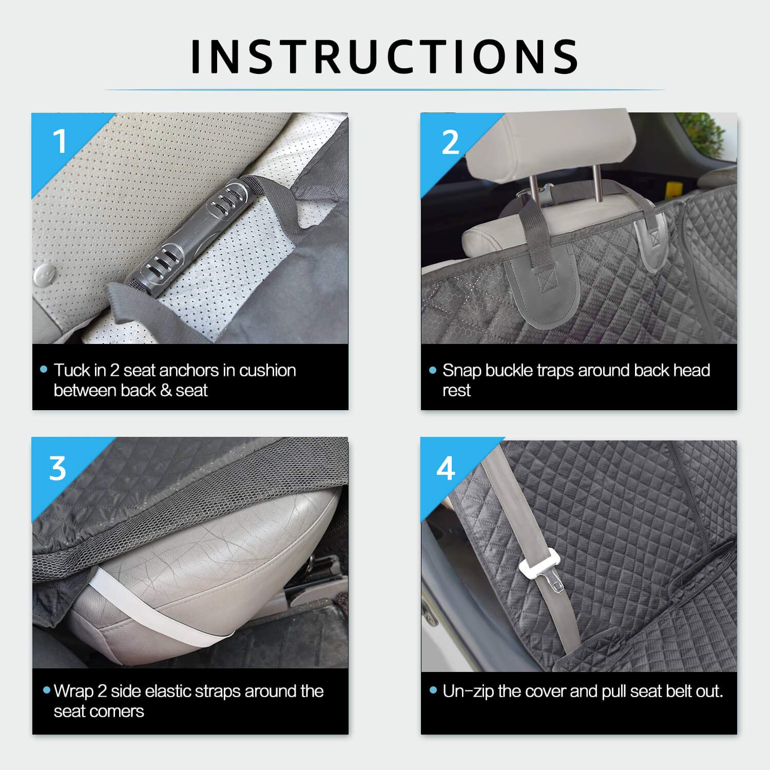 Vailge Bench Dog Seat Cover for Back Seat, 100 Waterproof Dog Car Seat