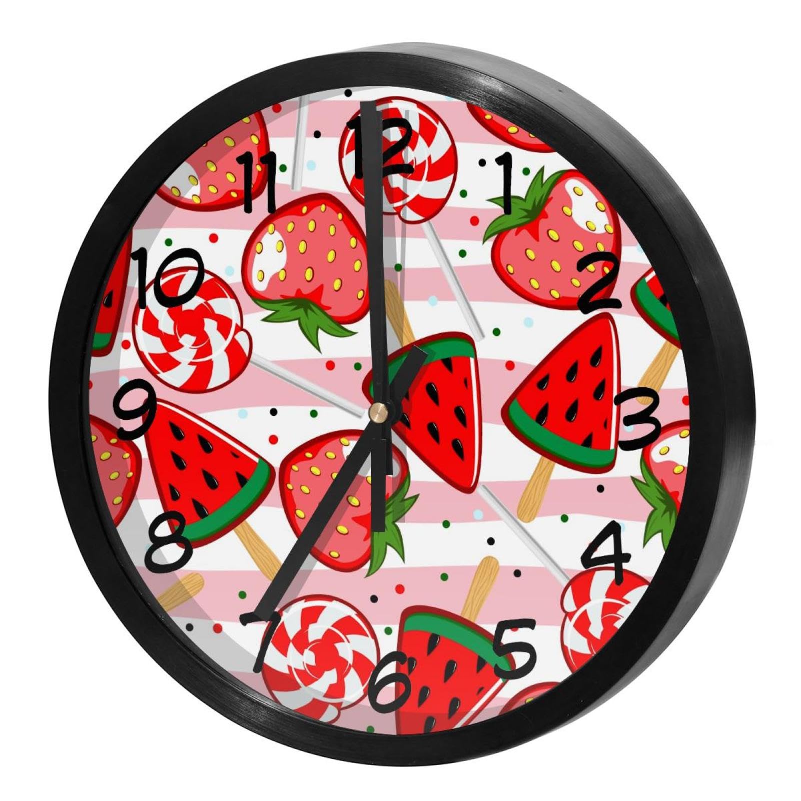 Horloge murale silencieuse ronde pour maison et cuisine au design de bonbons