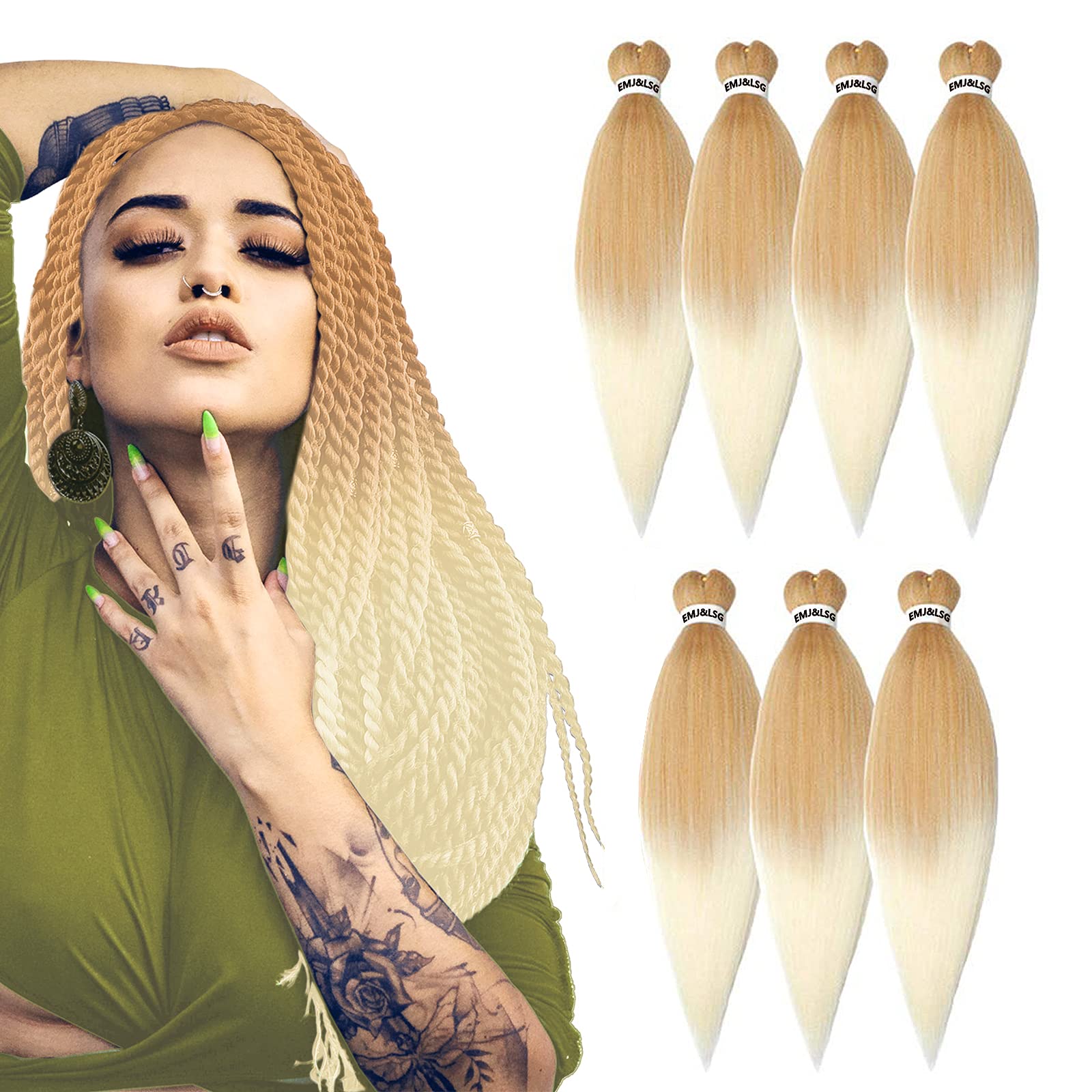 Buy EZ Braid Pre Stretched Braiding Hair Blonde Synthetic Hair for