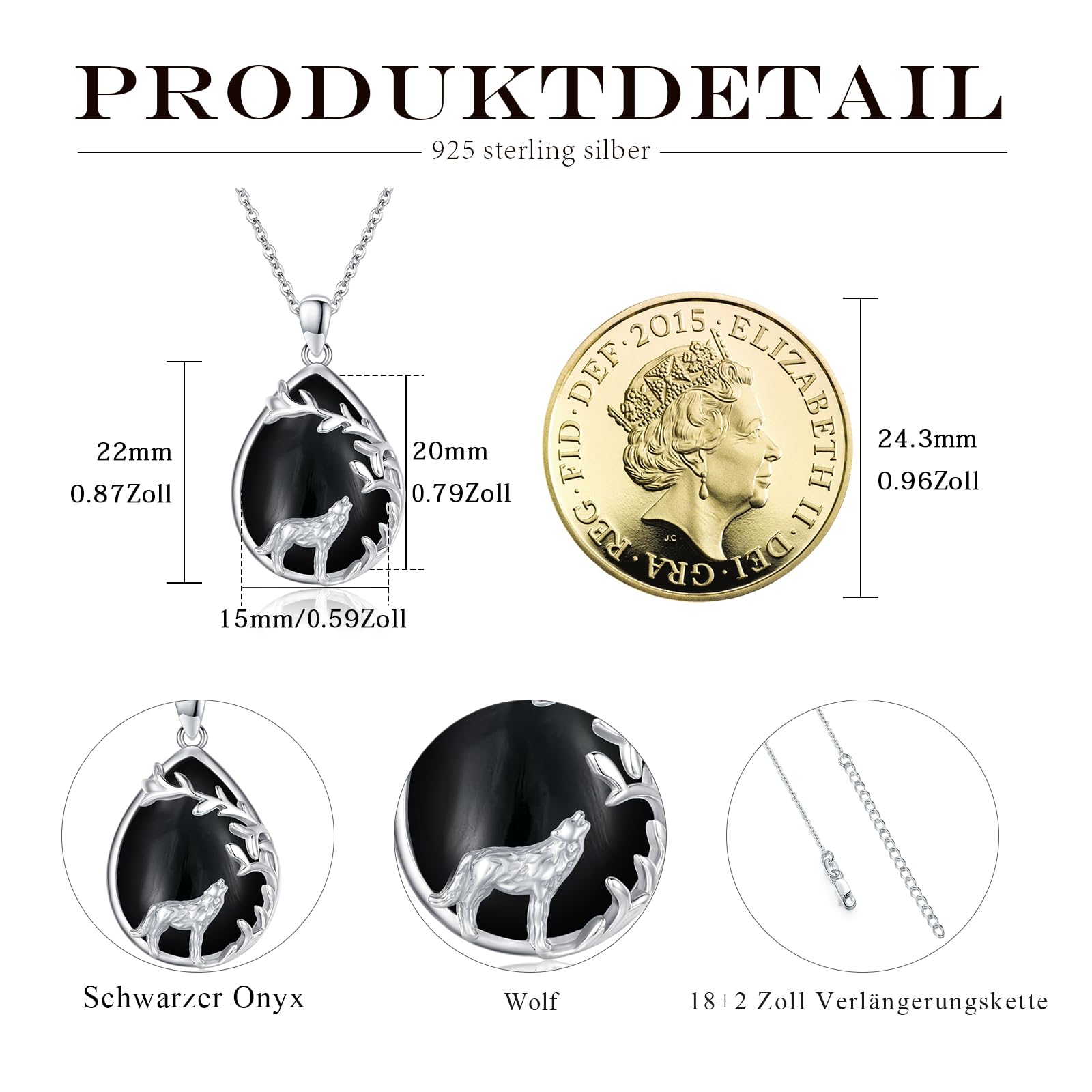 Wolf Kette Sterling Silber Wolf Halskette Wolf Anhänger Geschenke Weihnachts für Damen Teenager Mädchen