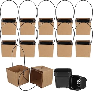 VALICLUD 12 Sets Mini Succulent Planters Plastic Pots with Drainage Holes | Handled Kraft Paper Bags, Lightweight Break-resistant Pieces, Compact Size for Crafting Projects and Home Decorations