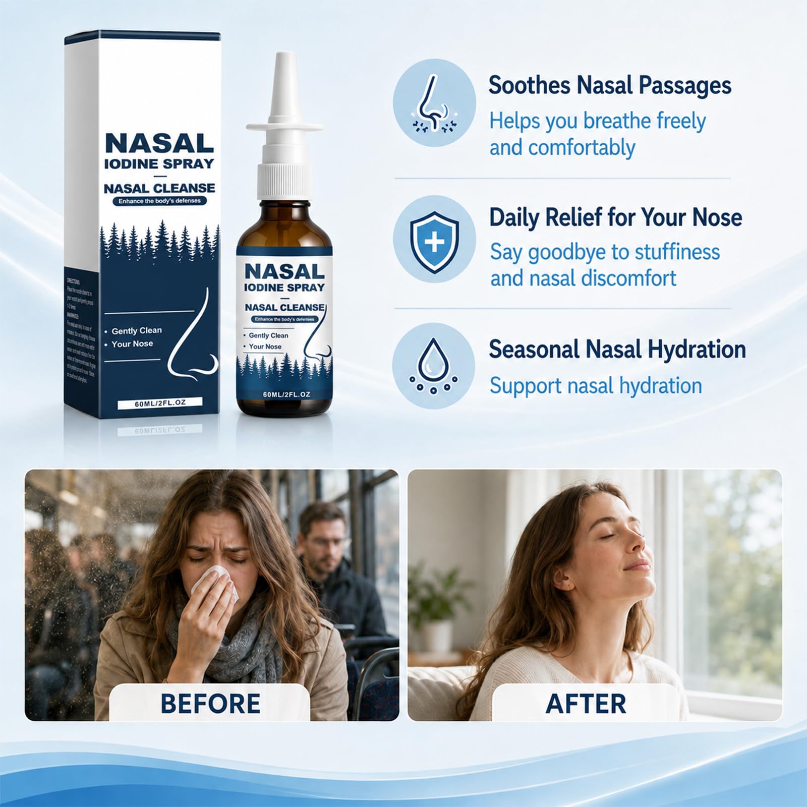 KLIFE 2Pcs Iodine Nasal Spray, Cleanses & Refreshes Your Nasal Passages, Fine Mist Non-Medicated Nasal Spray with Iodine & Fulvic Acid, Nasal Hygiene Support — Amazon image 7