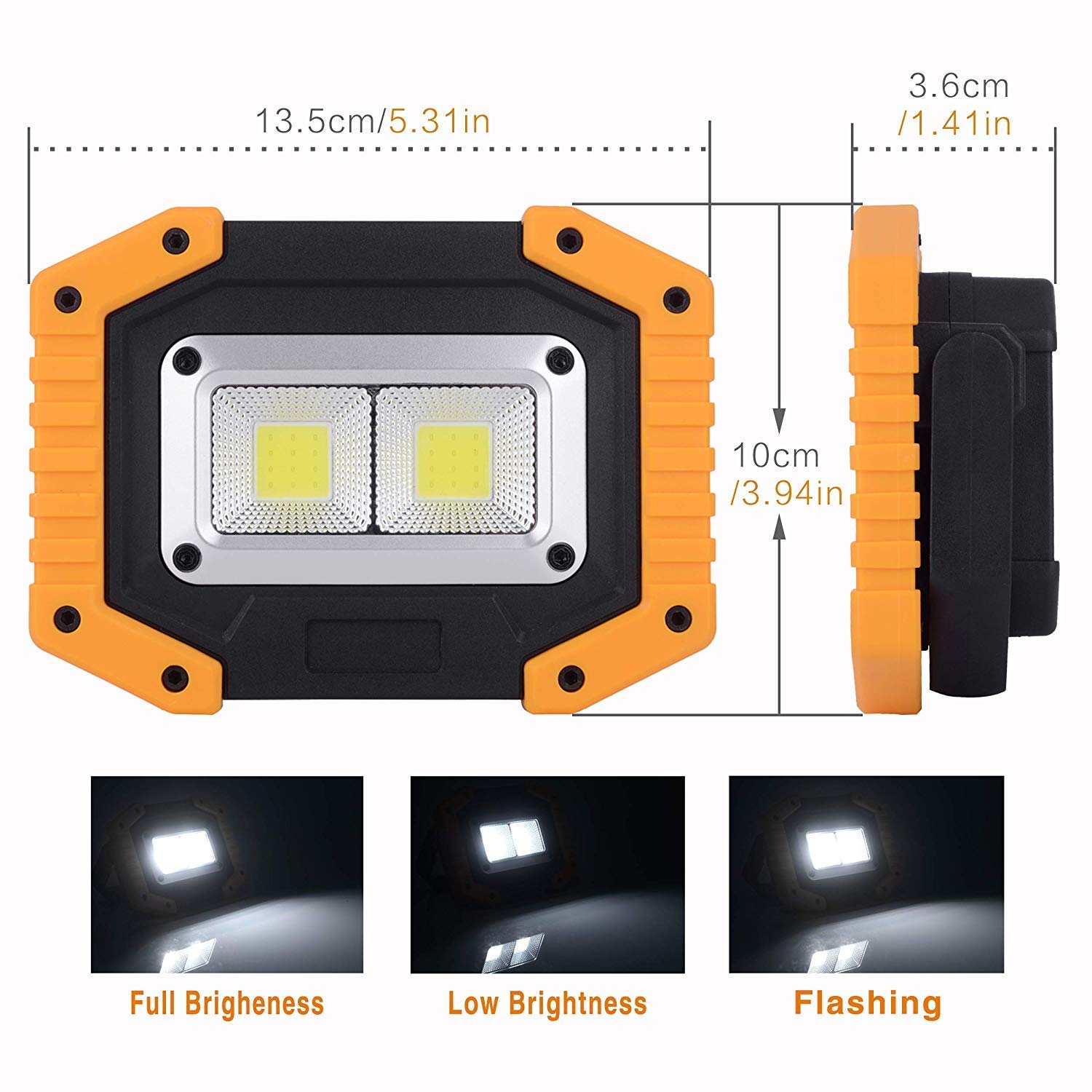 Reflektory LED z możliwością ładowania Przenośne światła robocze z zestawem 2 lamp USB Site, IP65 Wodoodporna zewnętrzna lampa kempingowa, 8000 lm Turystyka Awaryjna naprawa samochodów Lekka budowa