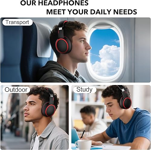 Miniatura 7 de RORSOU B10 auriculares Bluetooth supraaurales, 2 modos de música EQ (NormalGraves) y 50 horas de reproducción, auriculares inalámbricos con