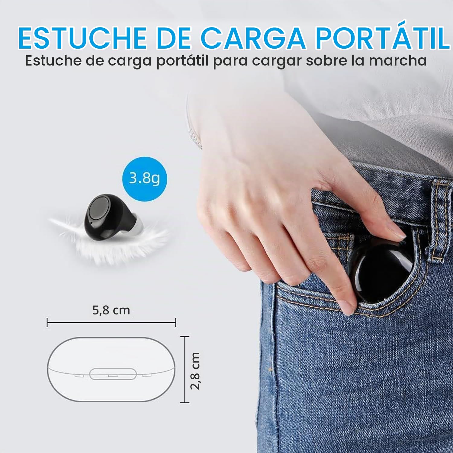 Amplificador De Sonido - JINGHAO Recargable de Amplificadores de Sonido Invisible Con Caja De Carga Portátil, Juego de 2
