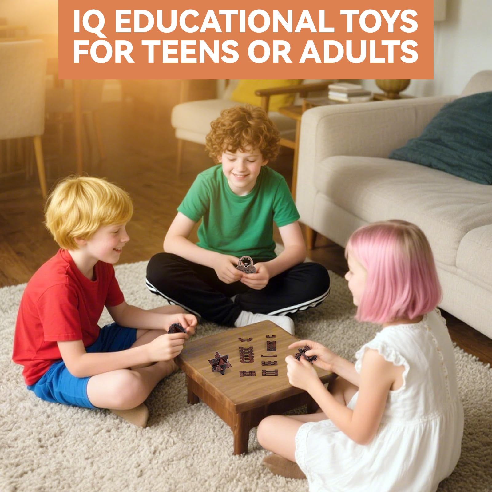 13 Pcs Brain Teaser Puzzles for Adults Teens - Metal Puzzles 3D Puzzle Game Toys for Adults Teens - Wooden Unlock Interlocking Puzzle Adult IQ Education Smart Toys: Style F