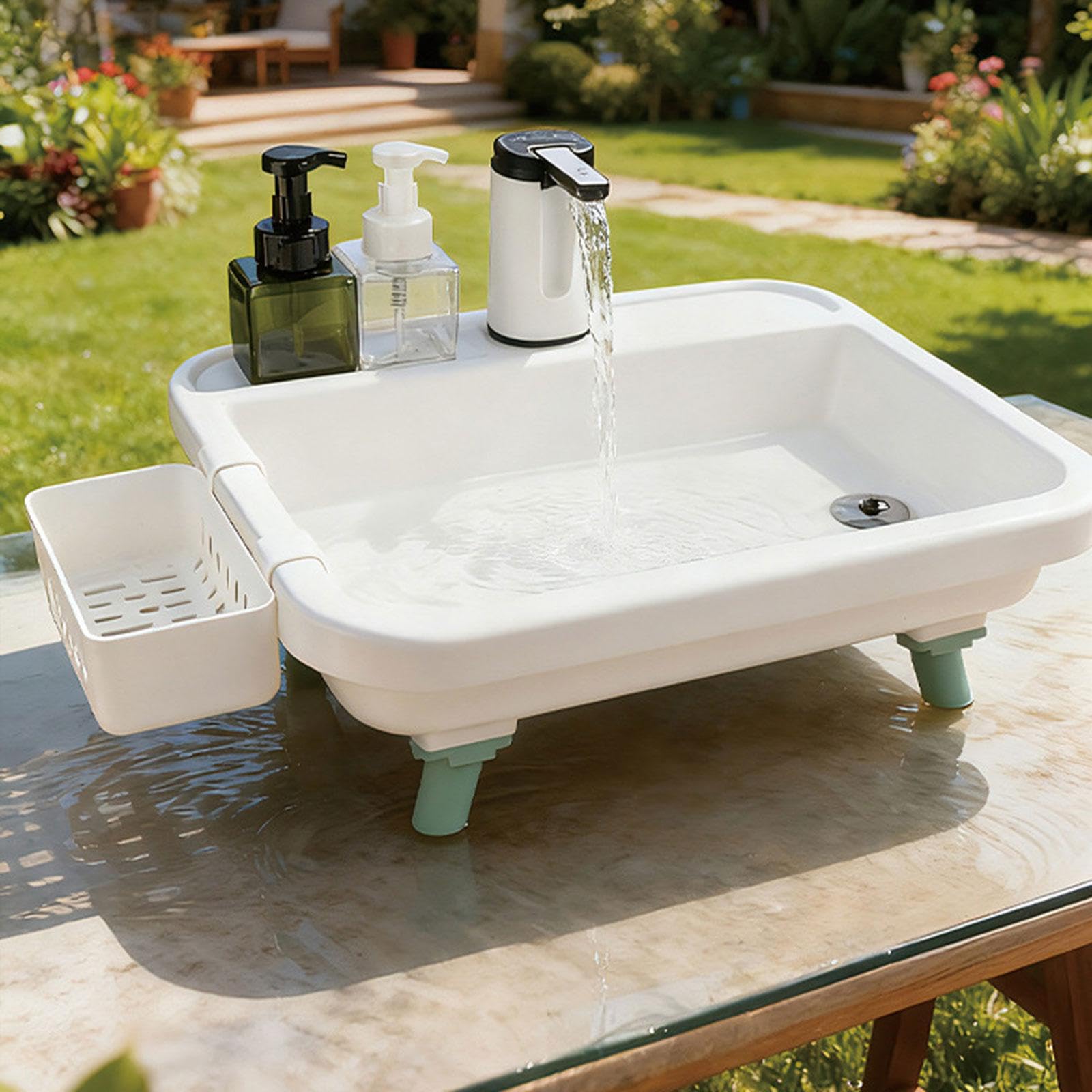 Lavabo Portatile da Esterno, Stazione Mobile per Il Lavaggio delle Mani con Rubinetto elettronico per Uso Interno ed Esterno, postazioni di Lavoro