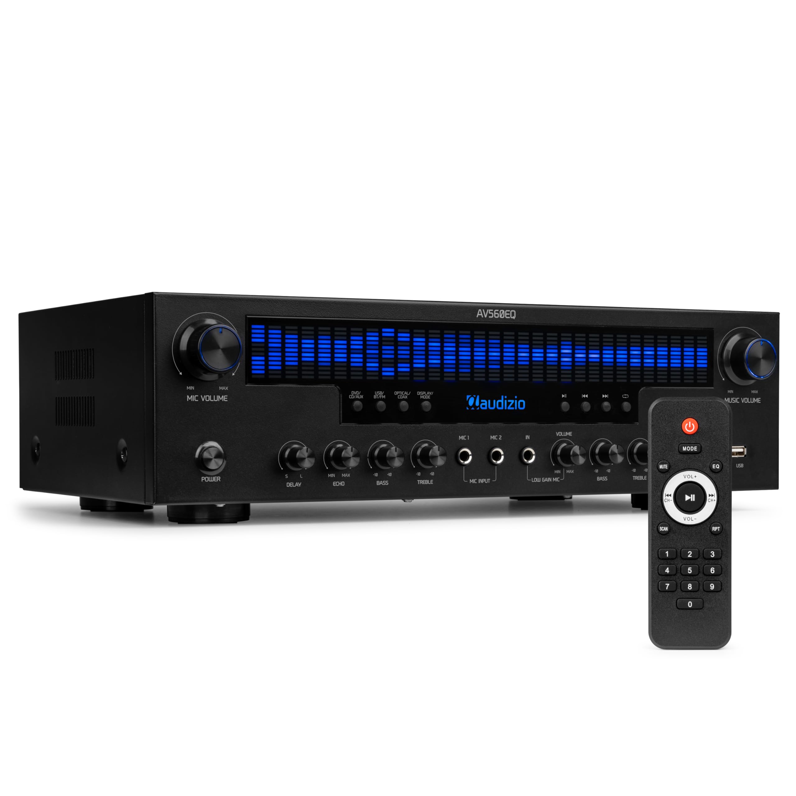 Audizio AV560EQ - Amplificateur Home Cinema 5.1 390 W avec Bluetooth, USB, FM, Karaoké & Entrées Numériques