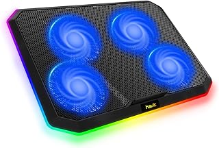 havit Refroidisseur RGB 12-19" pour Ordinateur Portable avec 4 Ventilateurs Silencieux, Refroidisseur PC Portable (HV-F2076)