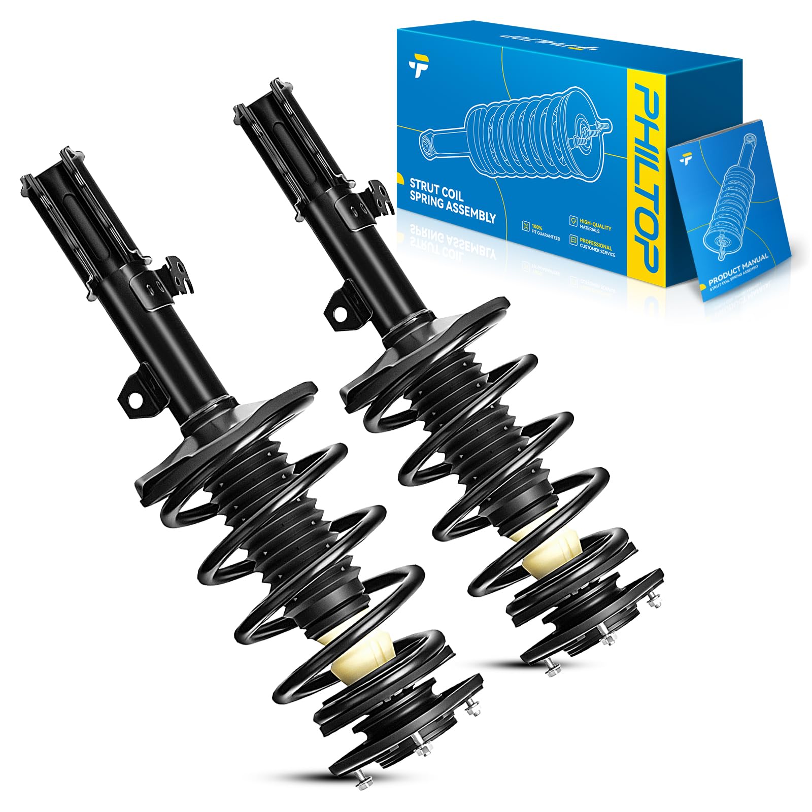 PHILTOP Front Strut Shock Absorber w/Coil Spring for Corolla 2pcs