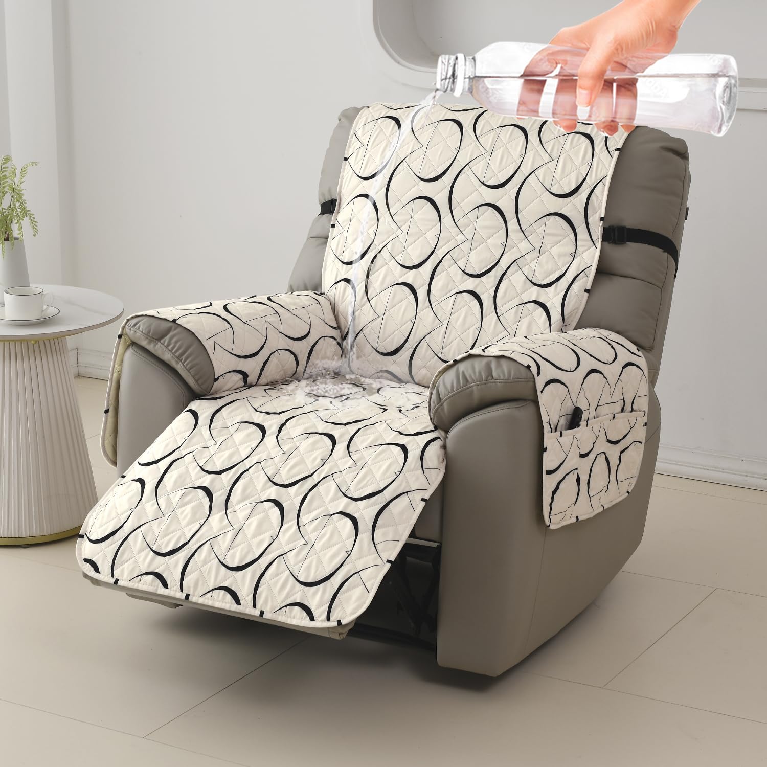 HOKIPO Recliner Mat - Waterproof Beige Abstract -1