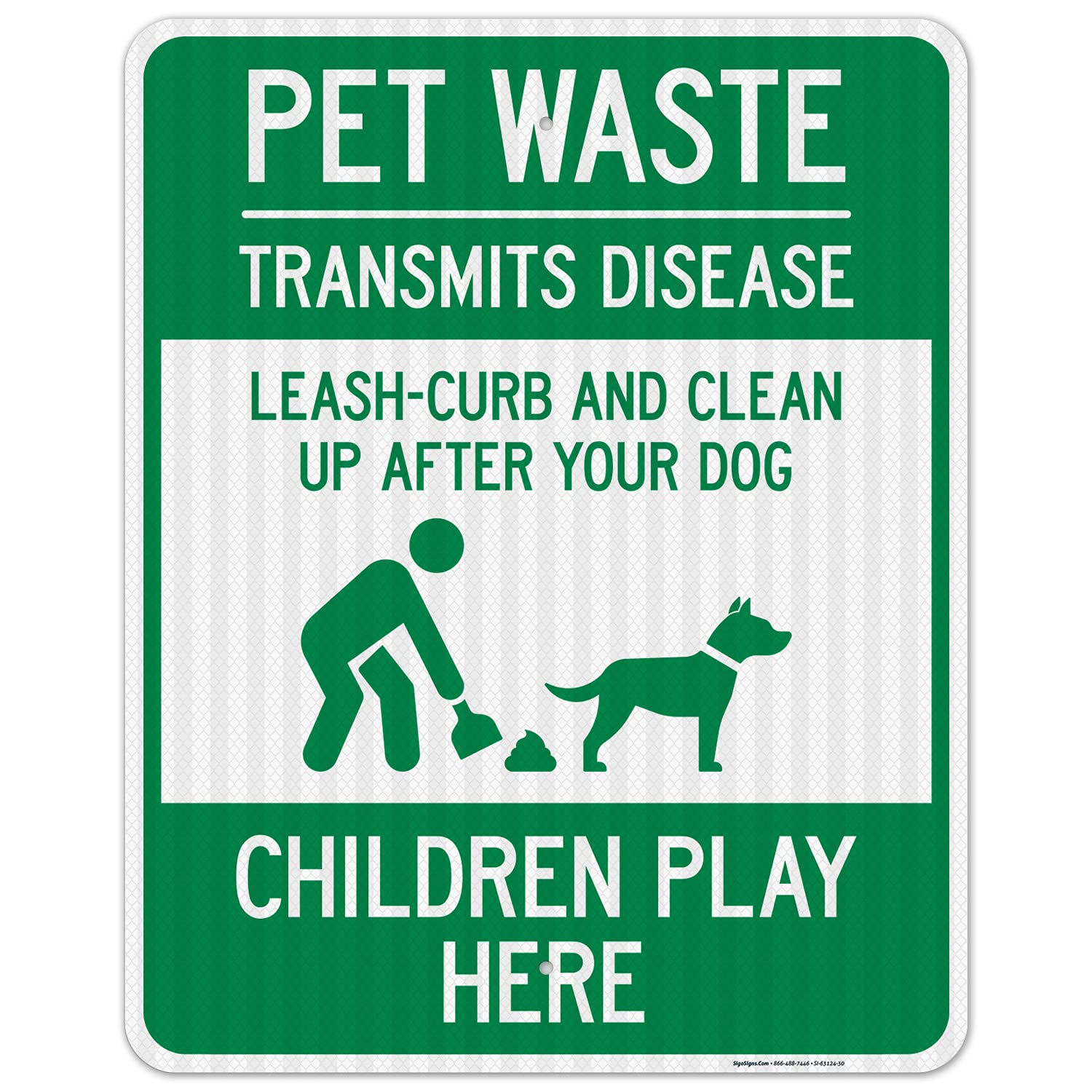 Pet Waste Leash Curb and Clean Up After Your Dog Children Play Here 18x24 Inches, 55 mil Thick HDPS (high Density polystyrene), Made in USA