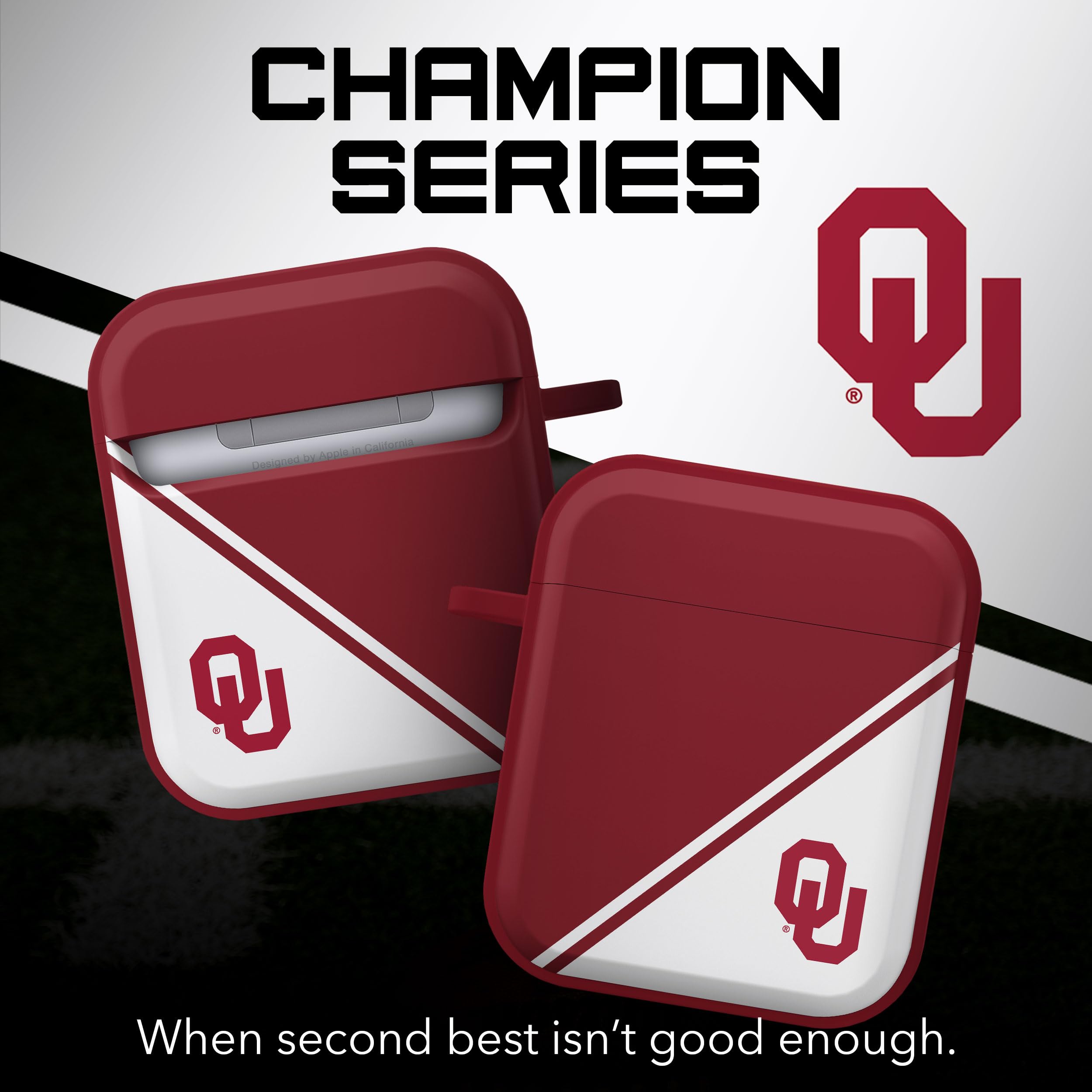 Affinity Bands Oklahoma Sooners Champion Series HDX Case Cover Compatible with Apple AirPods Generations 1 & 2