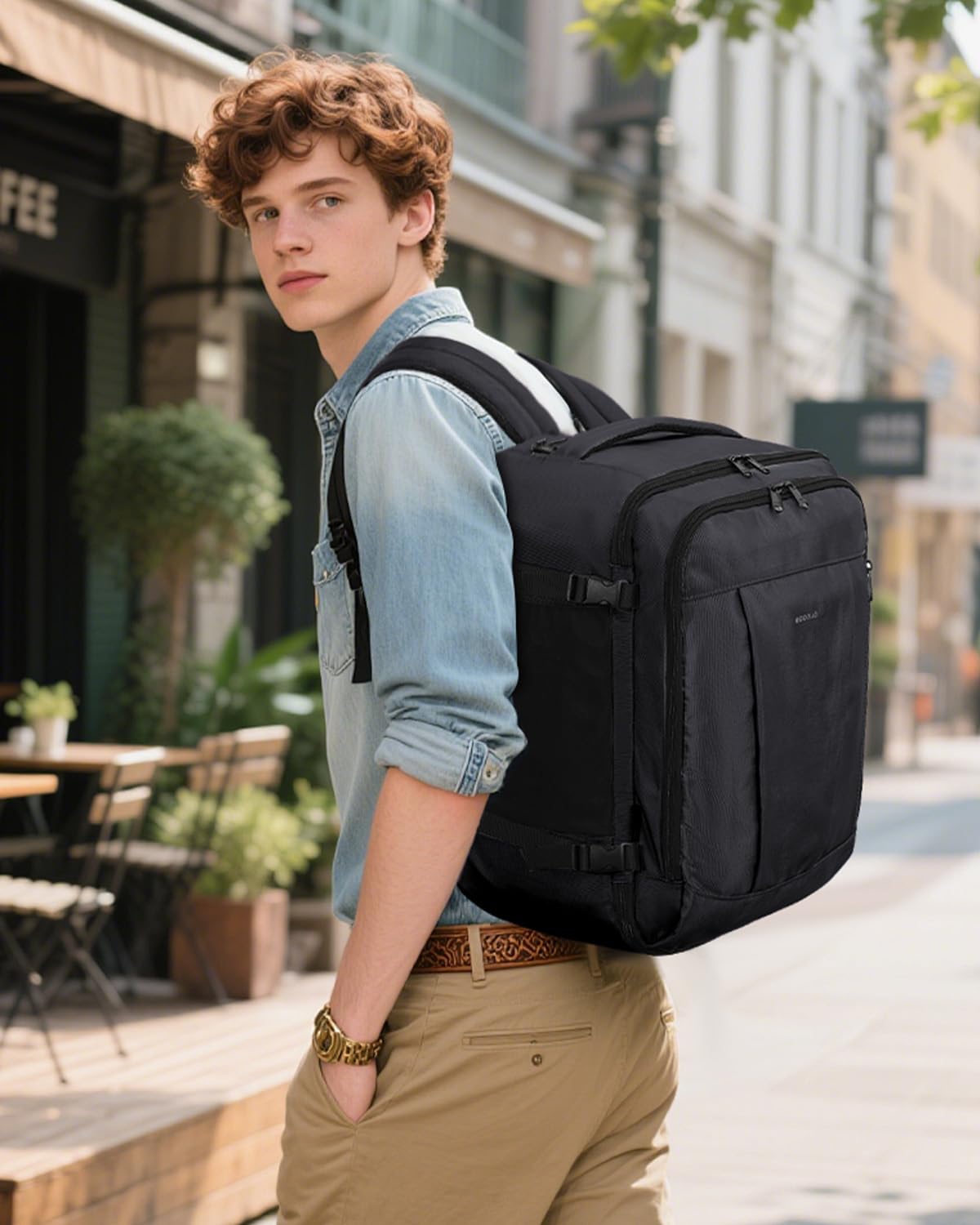 ECOHUB Zaino Ryanair 40x30x20 cm, Bagaglio a Mano 24L, 13 Tasche, Leggero | Tasca Antifurto, Sotto il Sedile, Cerniere SBS, Apertura a 180°, Resistente all'acqua, Materiale Riciclato, per Viaggi Aerei