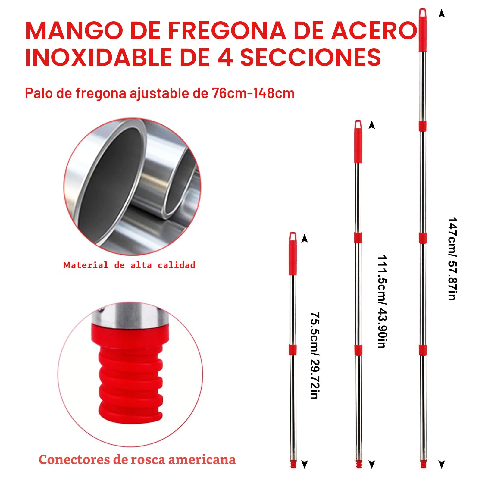 Base de Cabezal de fregona giratoria roja con Mango de fregona para Vileda Turbo Spin 2en 1,3en1, Repuesto de Repuesto de fregona Triangular para Turbo Smart/EasyWring&Cleaning Accesorio de fregona