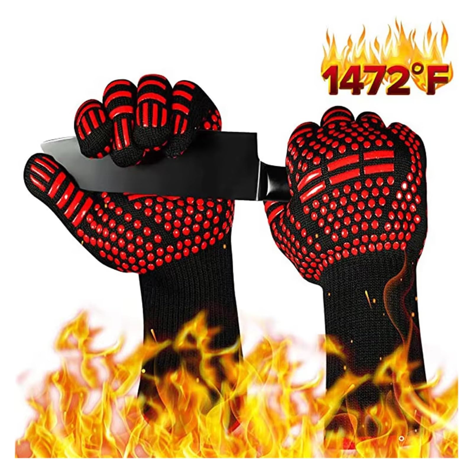 Genérico Guantes BBQ de Fibra de aramida y Silicona Resistentes al Calor