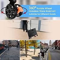 Vista 3 de SELORSS Carrito plegable portátil plegable con ruedas, cesta de mano rodante, carrito para profesores con tapa, resistente al desgaste, rueda