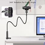 Support de support Webcam flexible pour bureau, Trépied Webcam Gooseneck avec pince, support de téléphone de bureau & Table Top Tripod Compatible avec la caméra d'action Gopro C922 C930e C920S C920 C615 C960 C920x Brio