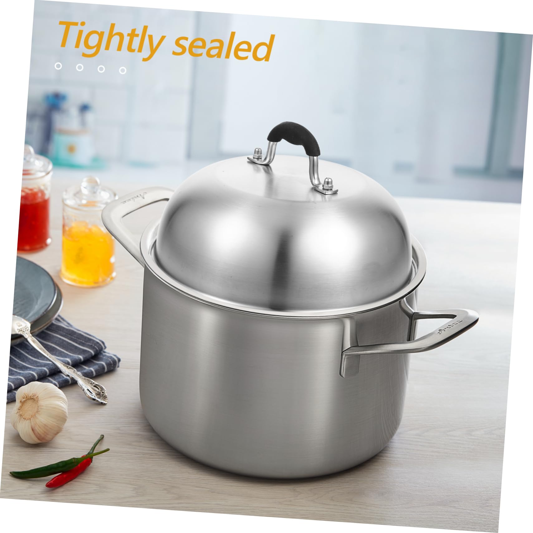 Coperchio per Pentole in Acciaio Inox Manico in Silicone, Cupola Alta per Bbq e Ristorante, Distribuzione Uniforme del Calore