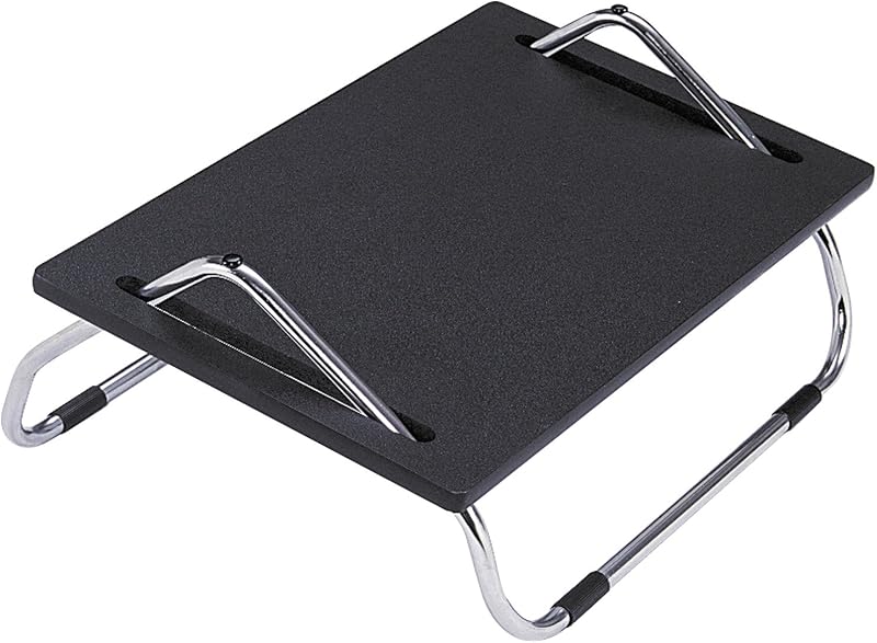 Ergo-Comfort 8 In High Adjustable Footrest, Tilt Angle, Black with Chrome Stand
