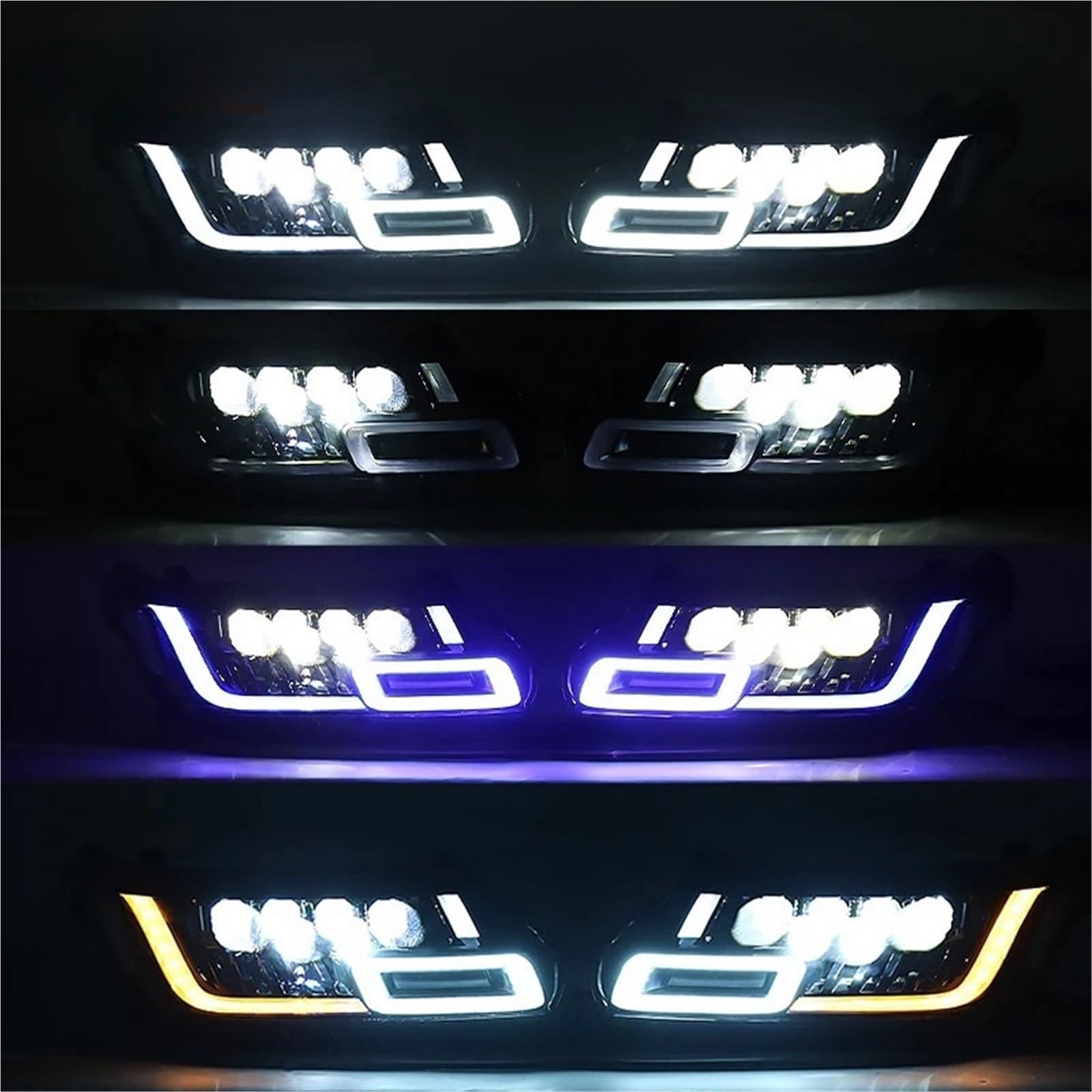 Faro Anteriore con luci diurne a LED (DRL) e Funzione di Orientamento dinamico per Land Rover Range Rover Sport L494 14-17, aggiornamento 18 fari Anteriori (Guida a Sinistra, 4 Lenti, 2 Pezzi)
