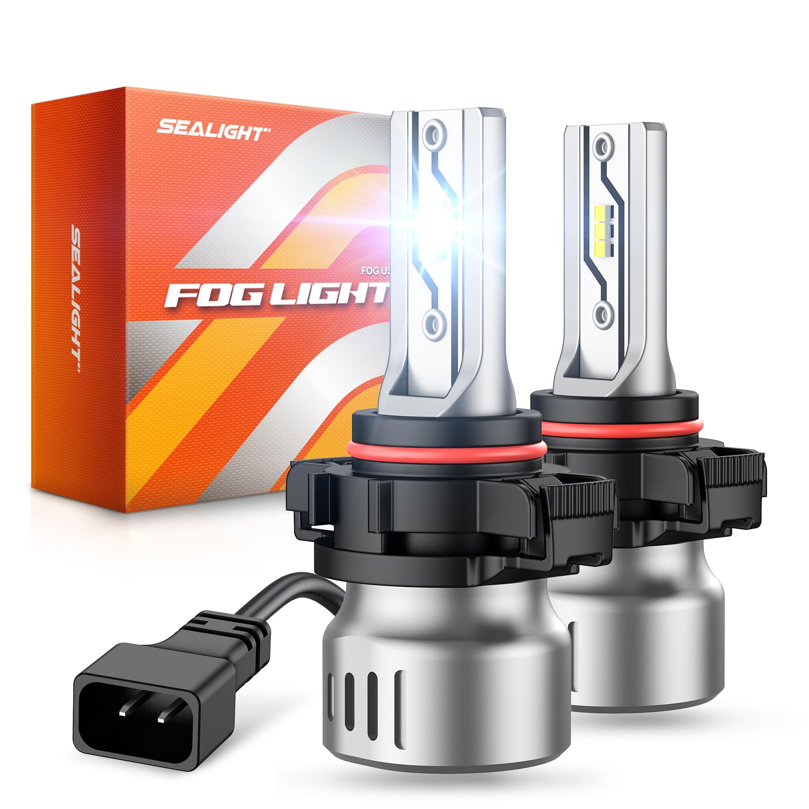 5202 LED Fog Light Bulbs, 12,000 lumens 6500K White 600% Brightness PS19W/PS24W 5201 5202 LED Fog Lights or Daytime Running Lamp, 1:1 Size, Plug-N-Play, Pack of 2, Turn Signal & Fog Light