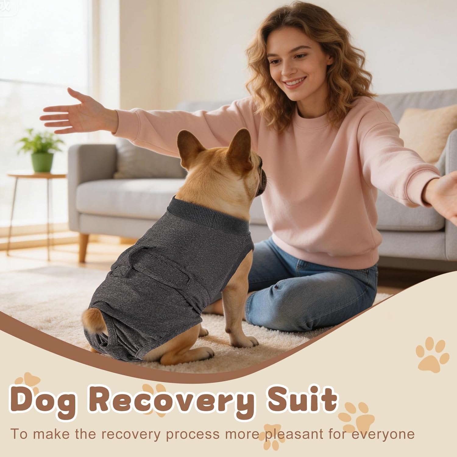 Gyuzh Dog Recovery Suit After Surgery for Male & Female - Soft Onesie to Prevent Licking, Alternative to E-Collar & Cone for Spay Neuter, Post-Op Care Suit Dark Grey 5XL