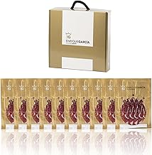 ENRIQUE GARCÍA - Iberian Bait Ham 75% Iberian Breed, 10 Vacuum Packaged Envelopes of 100 gr Approx. Plastic finish. Cardboard gift box. Machine cut.