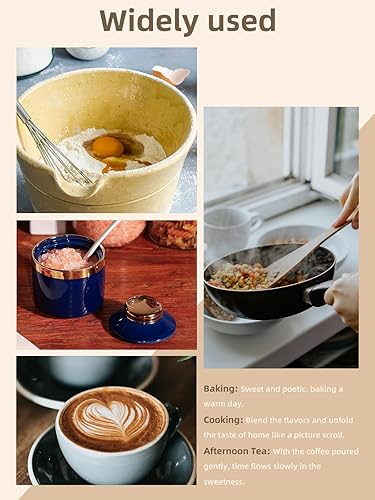 Miniatura 5 de HAOTOP Azucarera de 8 oz con tapa y cuchara, tarro de azúcar simple de cerámica, dispensador de azúcar, contenedor de azúcar, accesorios para barra