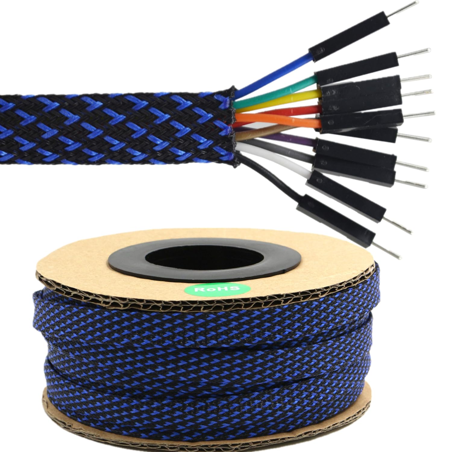 32ft - 3/5 inch PET Flame Retardant Expandable Sleeving Nylon Telescopic Net Tube USB Cable Power Cord Audio Protection Cable Woven Net Sleeve (3/5