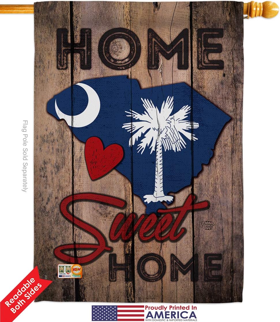 State South Carolina Home Sweet House Flag Americana States USA American Territories Republic Country Particular Area Small Decorative Gift Yard Banner Double-Sided Made In 28 X 40