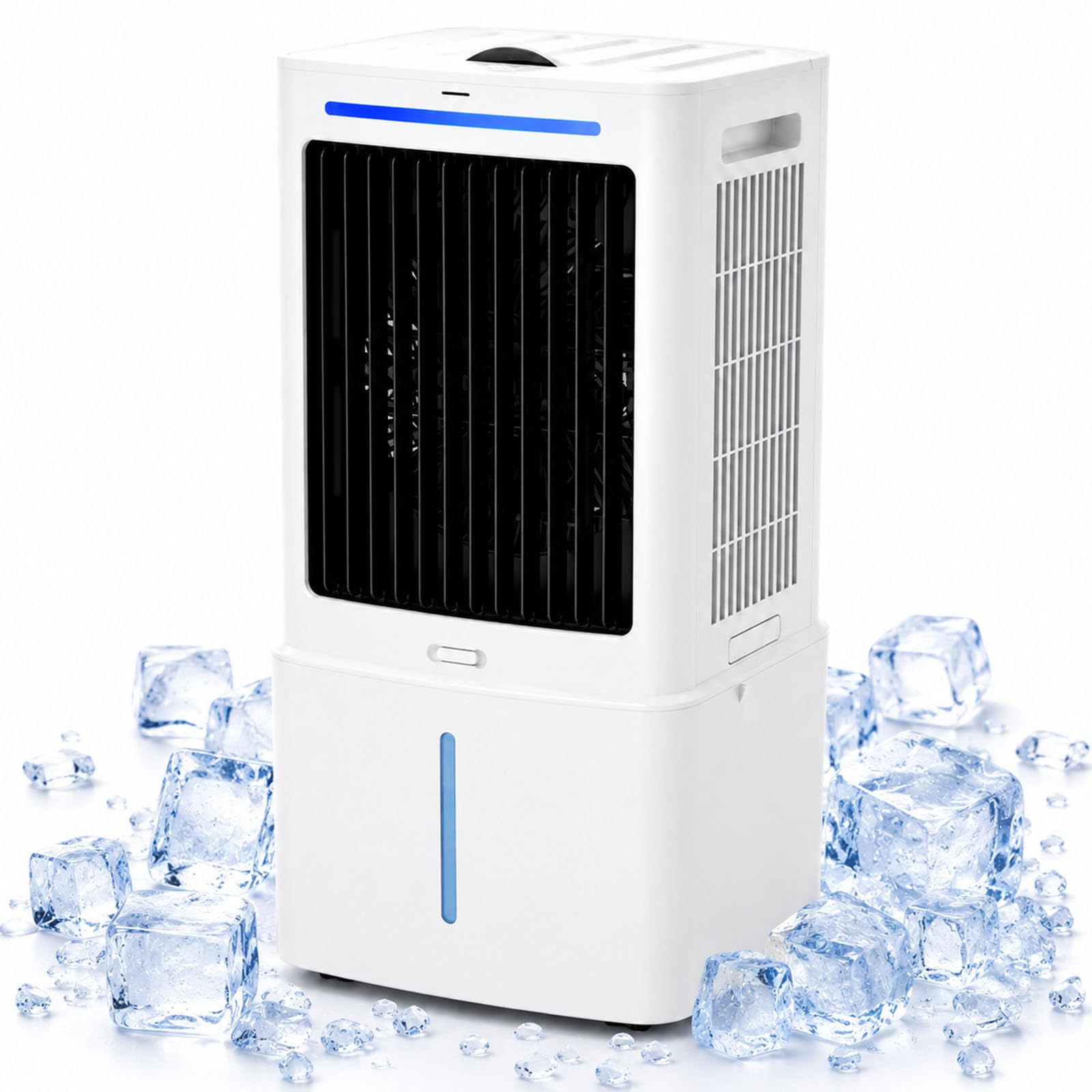 Acondicionador de Aire Portátil Sin Tubo, Climatizador con Tanque 25L Temporizador 12H, 3 Modos Ventilación, 4 Ruedas, para Habitación Casa, Flujo Aire 6.8m (390x340x775mm)