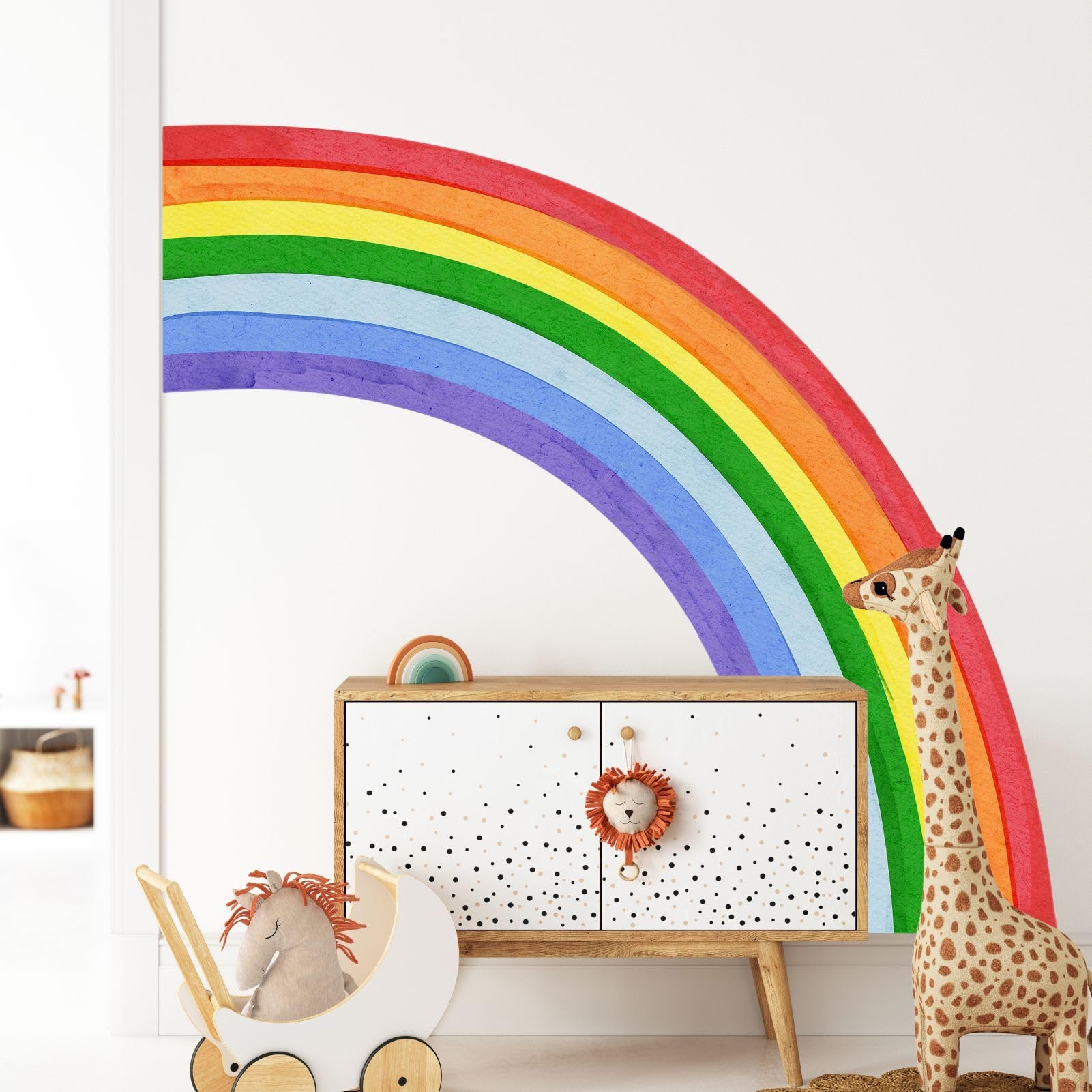 Tęczowe naklejki ścienne akwarela duże tęczowe naklejki ścienne do pokoju dziecięcego, wodoodporne tęczowe naklejki dekoracyjne na ścianę odklej i przyklej, pół tęczy, sztuka ścienna murale
