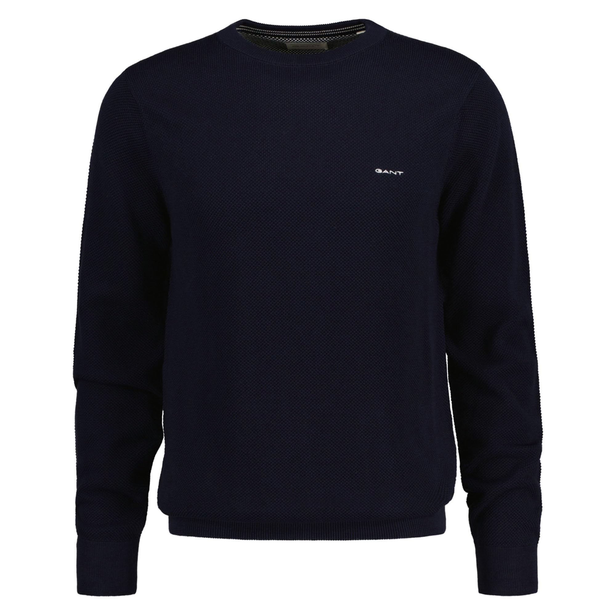 GANT Men's Cotton Pique C-neck Pullover Sweater , Evening Blue,XXL