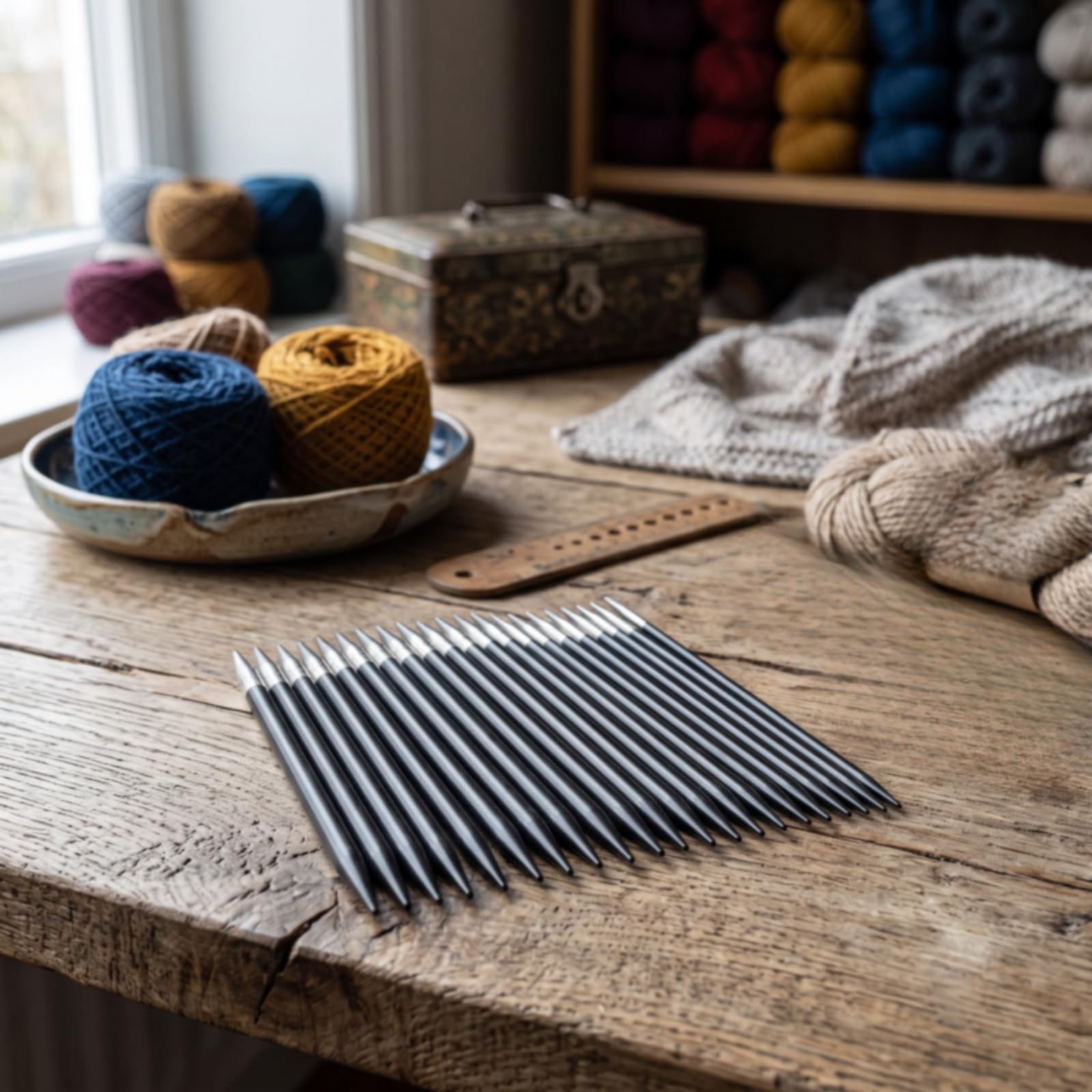 MERIGLARE Stricknadel set Austauschbare Stricknadeln Rundstricknadeln Seilverlängerungen Werkzeugteile Aufbewahrungstasche aus Und Pu für Unterwegs Stricktreffen Wohnzimmer