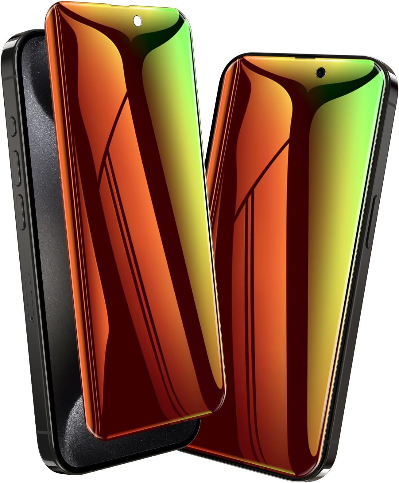 Fotbor for iPhone 15 Pro Max / 15 Plus Privacy Screen Protector, 2 Pack Colorful Gradient Anti-Spy Anti-Blue Light 7H Hardness Film [Not Glass] [Easy Installation Frame], Sensitive Touch Anti-Scratch