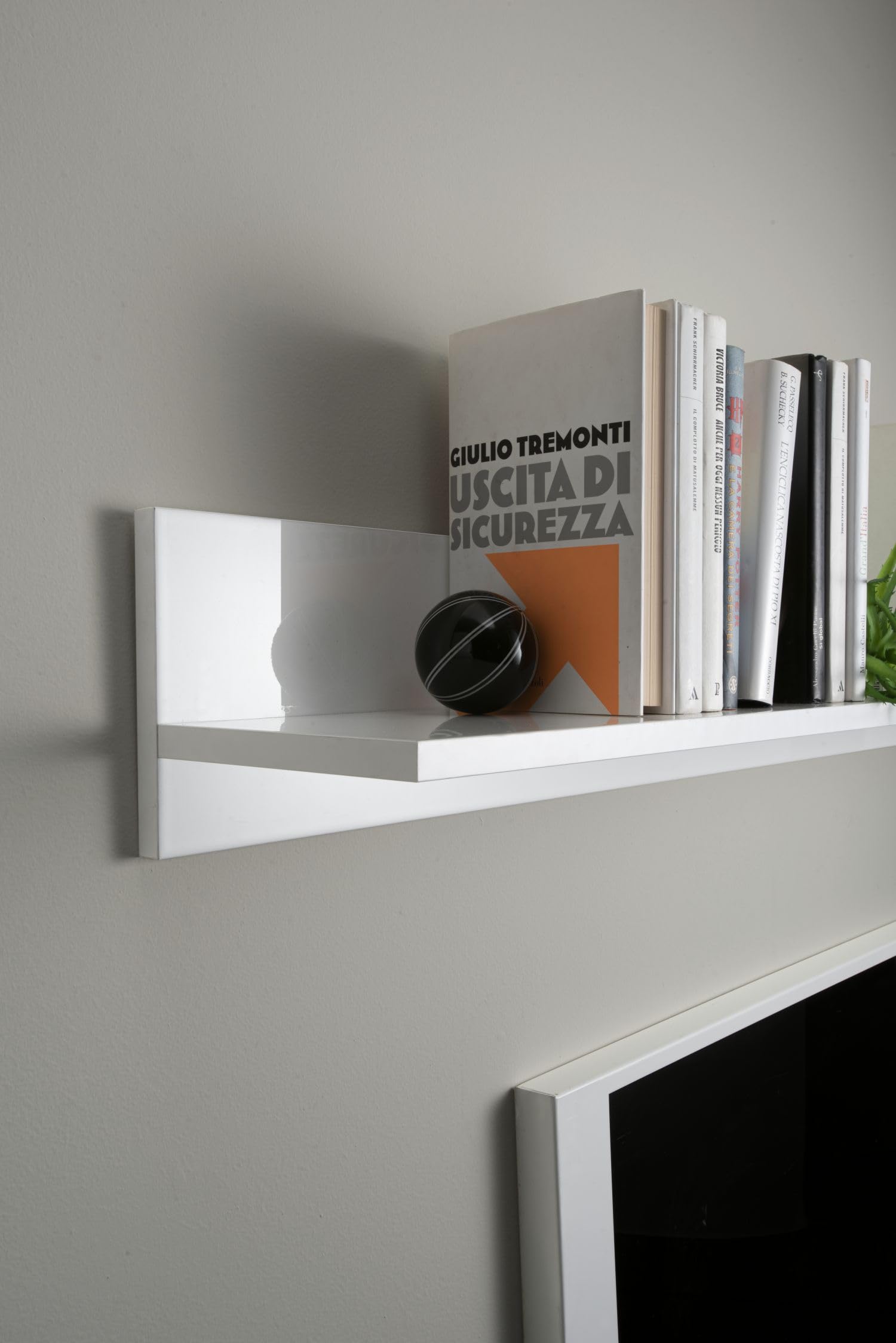 Web Convenienza Parete TV Hamburg Bianco Lucido Attrezzata - Mobile Televisore in Legno con Pensili ad Ante a Ribalta Moderno (1 Pensile Alto, Ossido)