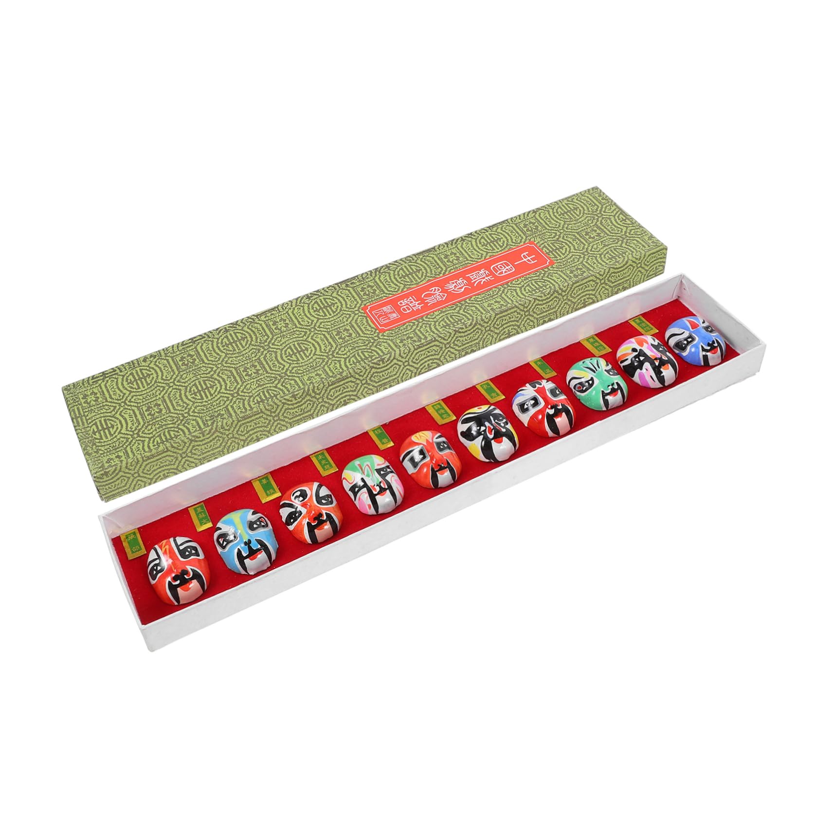 HOOTNEE 10pcs Peking Mask Clay Figurines Chinese Cultural Decor for Lifelike Details and Vibrant Colors Traditional Miniature Masks