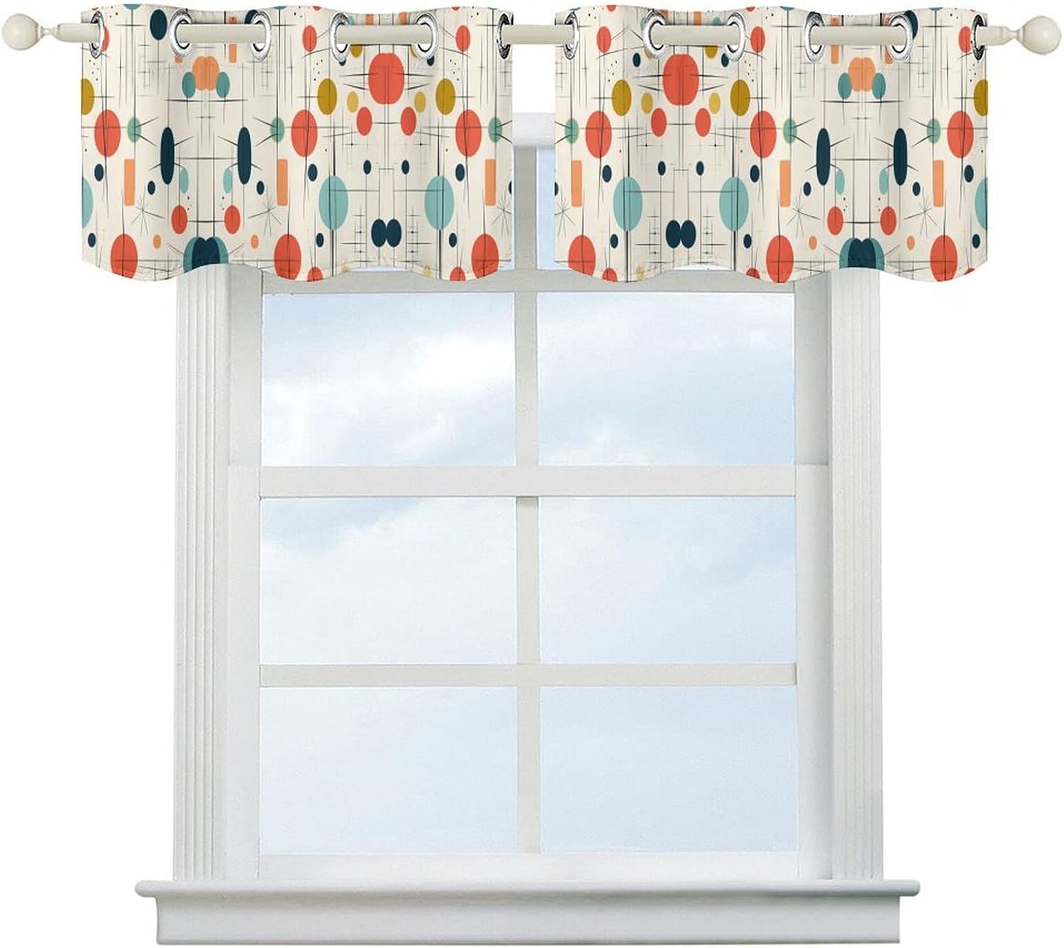 Small Window Curtains, Modern Mid Century Printed Mini Window Curtains Valance, Pocket Window Curtains are Suitable for Homes, Offices, Farmhouses, and Restaurants