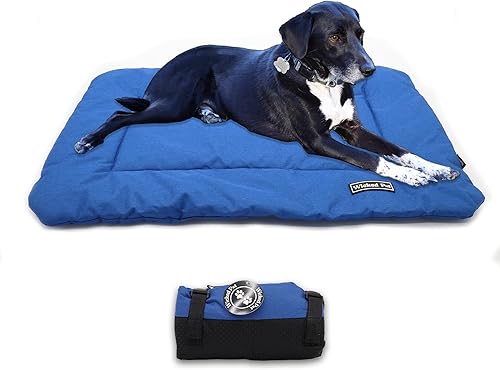 Tapete de viaje para perros, lona resistente al agua, grande (36 x 24 x 1), azul real, hasta 55 libras