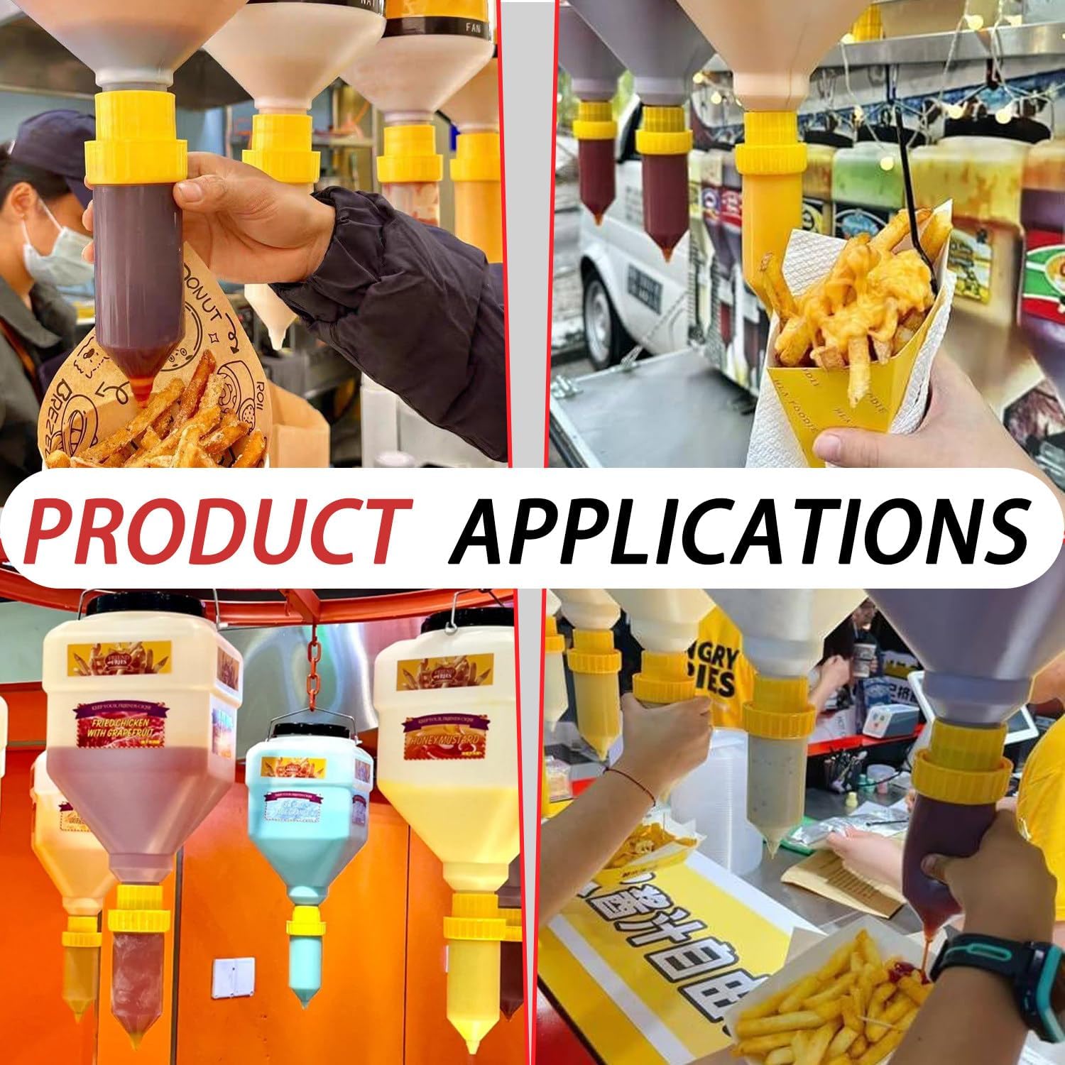 Hanging Refillable Sauce Dispenser, Leak-Proof Squeeze Bottle for Busy Kitchens, Food Trucks & Restaurants, 10-5.5L, Perfect for Sauces, Condiments & Dressings