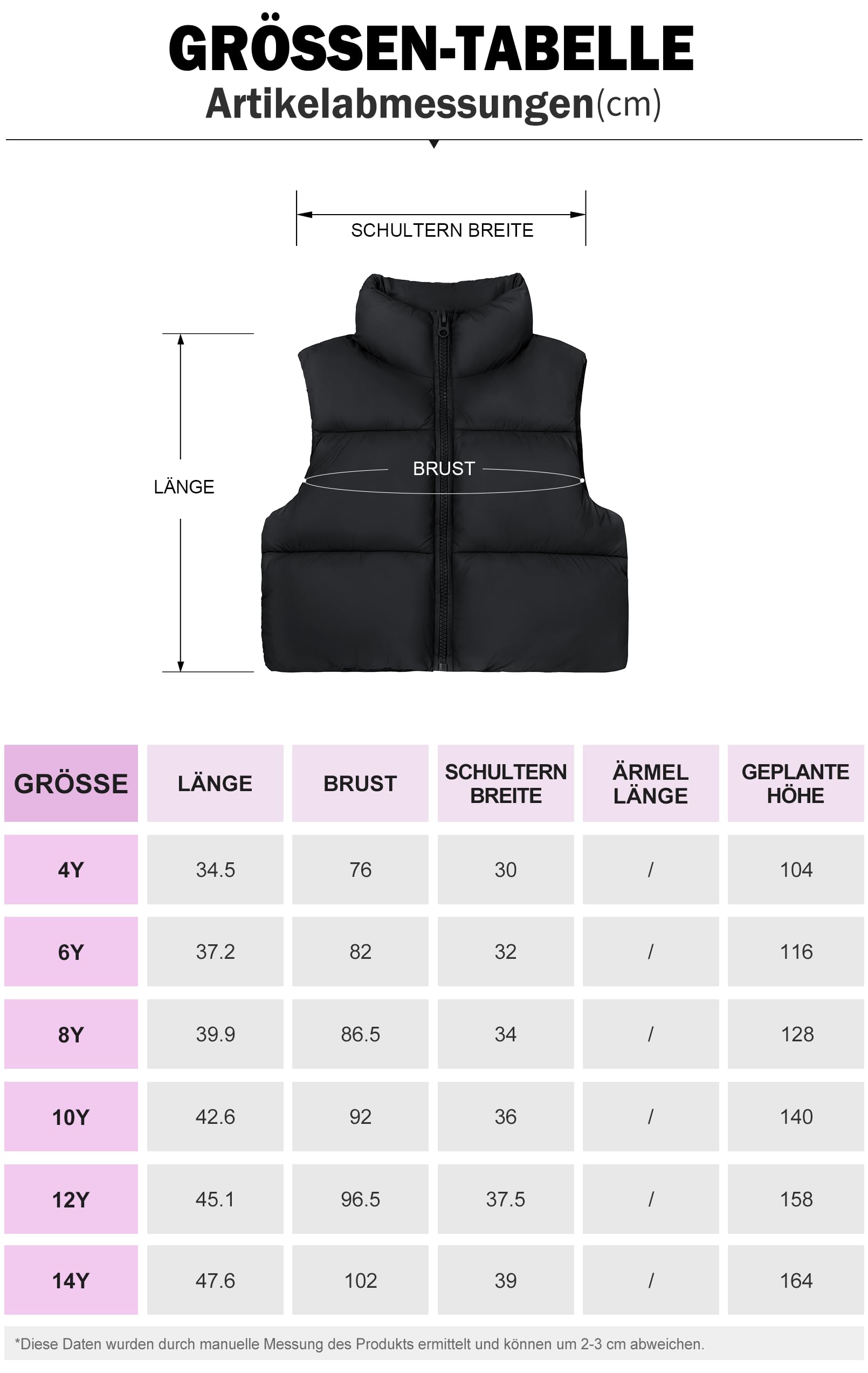 maoo garden Gilet Matelassé D'hiver Pour Filles En Court Tronqué Léger Résistant À L'eau Pour Jeunes Filles Sans Manches