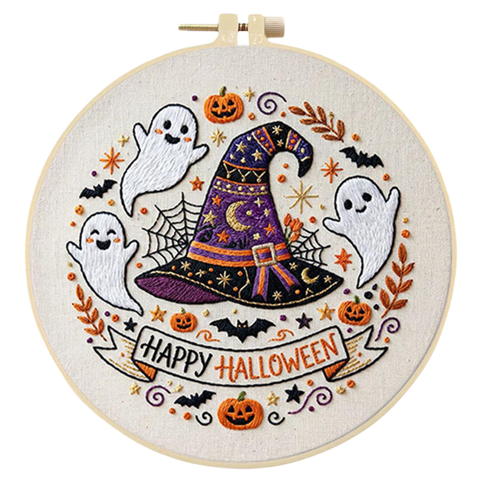 Embroidery Kit for Beginners, Halloween Stamped Cross Stitch Kit